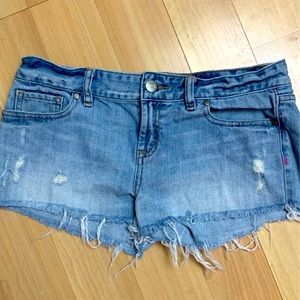 VS Pink Jean Daisy Duke Destroyed Shorts